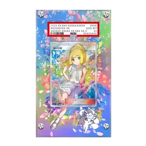 [Display Case]Pokemon Lillie Supporter 151/156 S&M Ultra Prism, Battle Boost SM4 119/114- Extended Art  "PSA" Graded Card Display Case, Card Stand