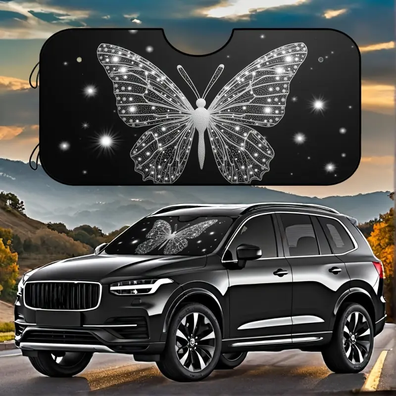 1 piece, crystal butterfly car windshield sunshade, foldable UV-blocking sunshade, keeping your vehicle cool and protected, Uv Protective Sunshade, Sun Shade For Car Windshield, Car Accessory