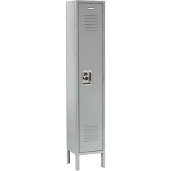 Global Industrial 1-Wide Sturdy Stainless Steel Single-Tier Infinity Locker, 12x15x60 in, 1 Door, Ready-to-Assemble, Gray (Model 254111GY)