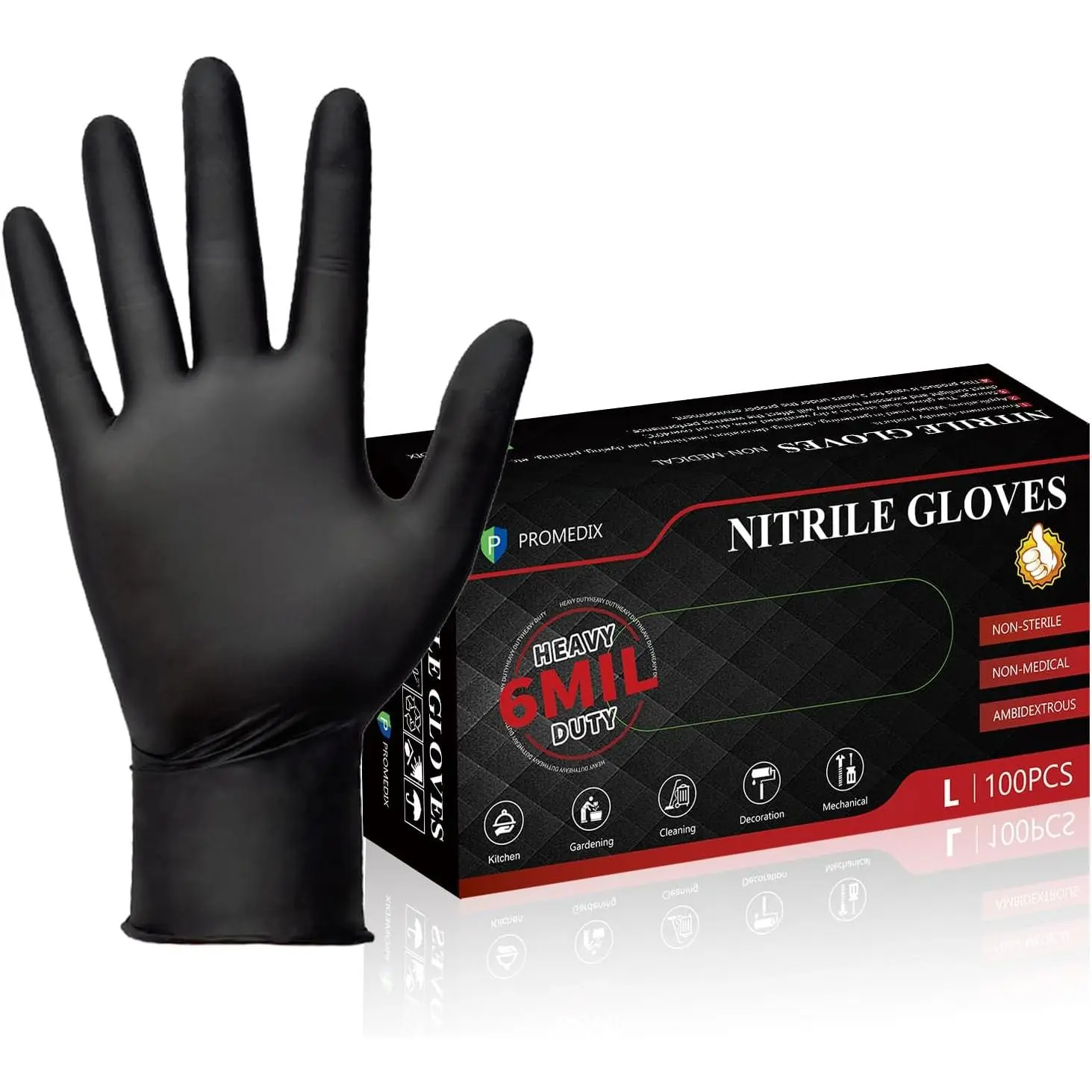 100 Count 6mil Nitrile Heavy Duty Gloves Food Grade LatexFree Touchscreen Compatible for Industrial Auto Repair FoodProcessing Gardening Salon,dorm essentials,home essentials
