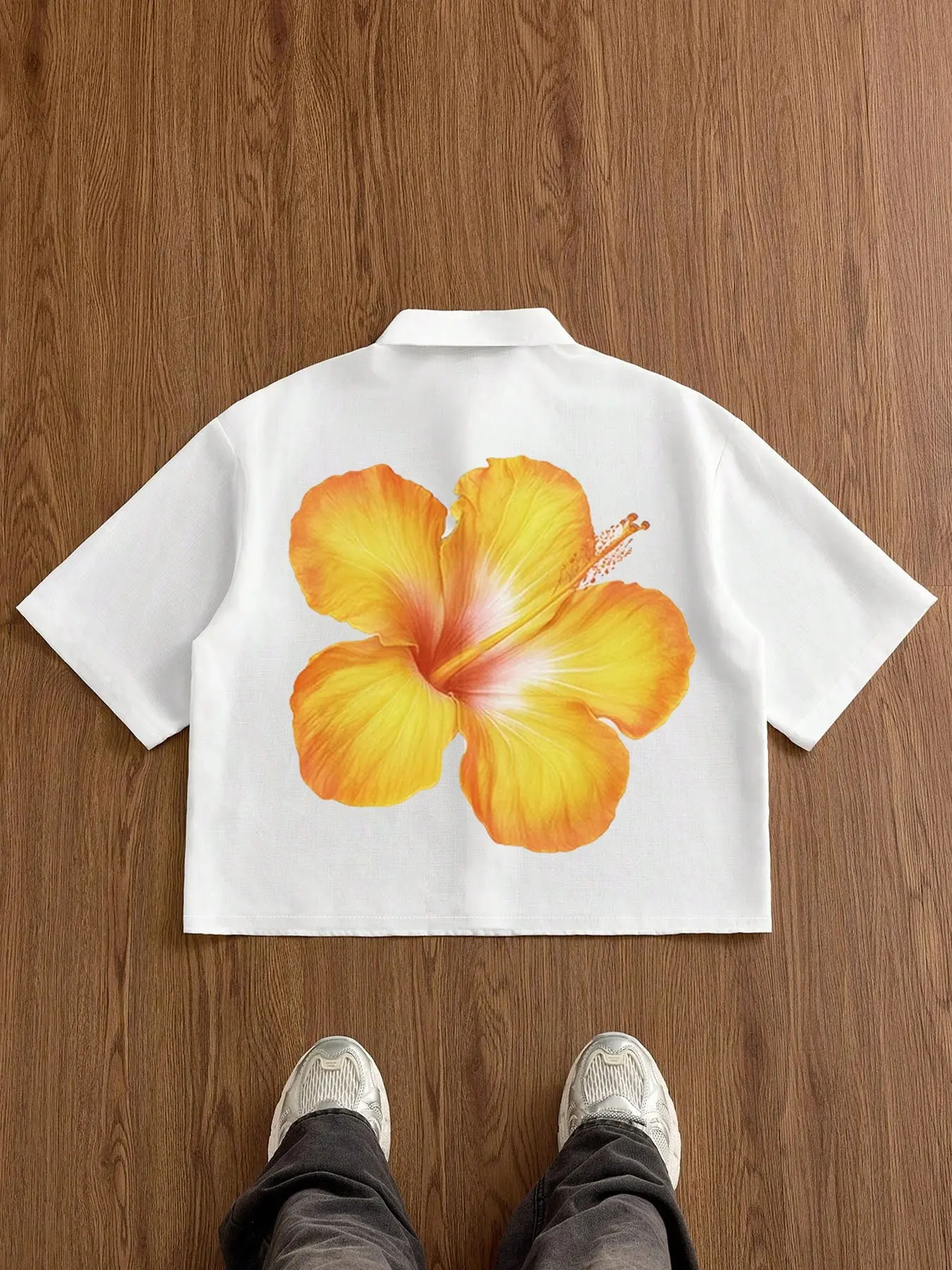 Men's Short Sleeve Blouse, Casual Street Style, Floral Print, Tropical, Lightweight Summer Shirt, Loose Fit Shirt, Trendy Fashion, Outdoor Wear, Simple Design, Menswear