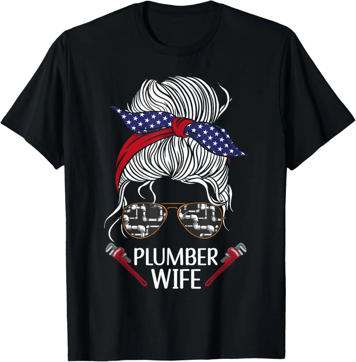Women's 100% Cotton Plumber Wife Graphic Tshirt, Plus Size, Short Sleeve, Round Neck, Everyday Vibe, Casual Distressed Vintage Streetwear Top