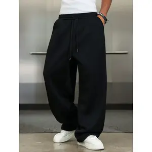 Black Oversized Basic Sweatpants - Streetwear Minimalist Casual Loose-Fit Pants, Athleisure Style Bottoms