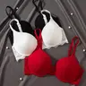 3pcs set of Women's bras with lace stitching, gathered and gathered, paired with steel rims, lingerie