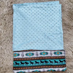Horse aztec printed rodeo western blankets baby kids blanket