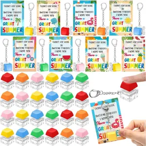 Seenelling 24 Set End of The School Year Gifts for Students Keyboard Fidget Clicker Keychain with Cards and Twist Ties Summer 2026 Graduation Party Favors for Last Day of School Gifts Prizes