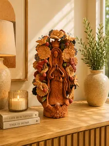 Virgin Mary Handmade Clay Piece From Metepec Virgen de Guadalupe  Mexican Decoration 12” Tall