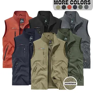 SummerVibes Men's casual stand collar workwear outdoor vest jacket for spring, summer, autumn SummerVibes Men's casual stand collar workwear outdoor vest jacket for spring, summer, autumn