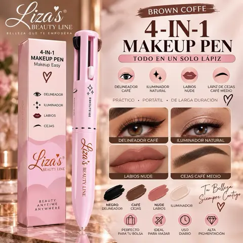 1260- 4-in-1 Makeup Pencil - Versatile 4-in-1 Makeup Pen for Foundation Concealer Eyeliner & Eyebrow Powder - Compact & Precise Tip for Flawless Look