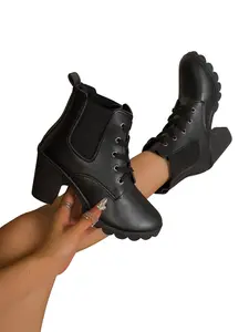 Vintage Lace-Up High Heel Boots, Comfortable All-Day Wear, Perfect for Parties and Daily Use, Stylish and Durable Footwear