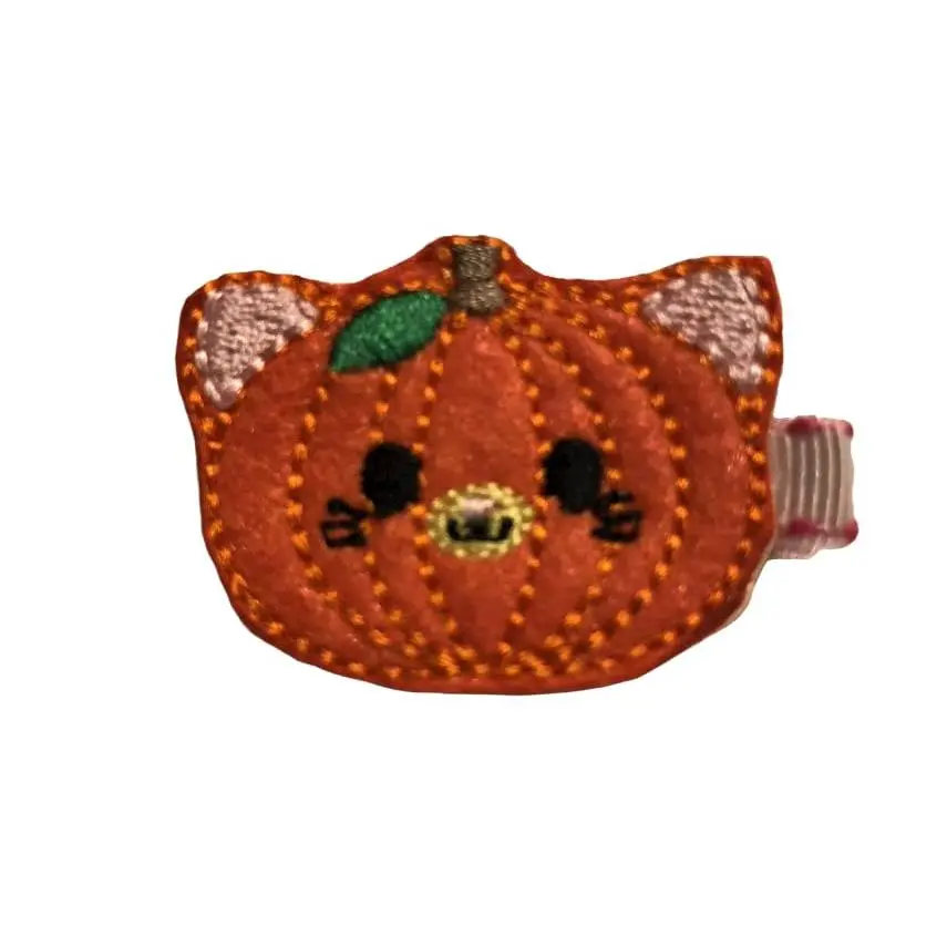Pumpkin Kitty Hair Clip – Cute Halloween Felt Clip for Girls & Toddlers