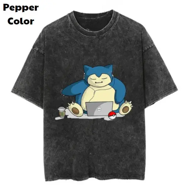 Snorlax Print Vintage Tee, Snorlax T-Shirt, Pokemon Graphic Tees, Pokemon Shirt, Unisex Anime Shirt, Menswear Womenswear Streetwear