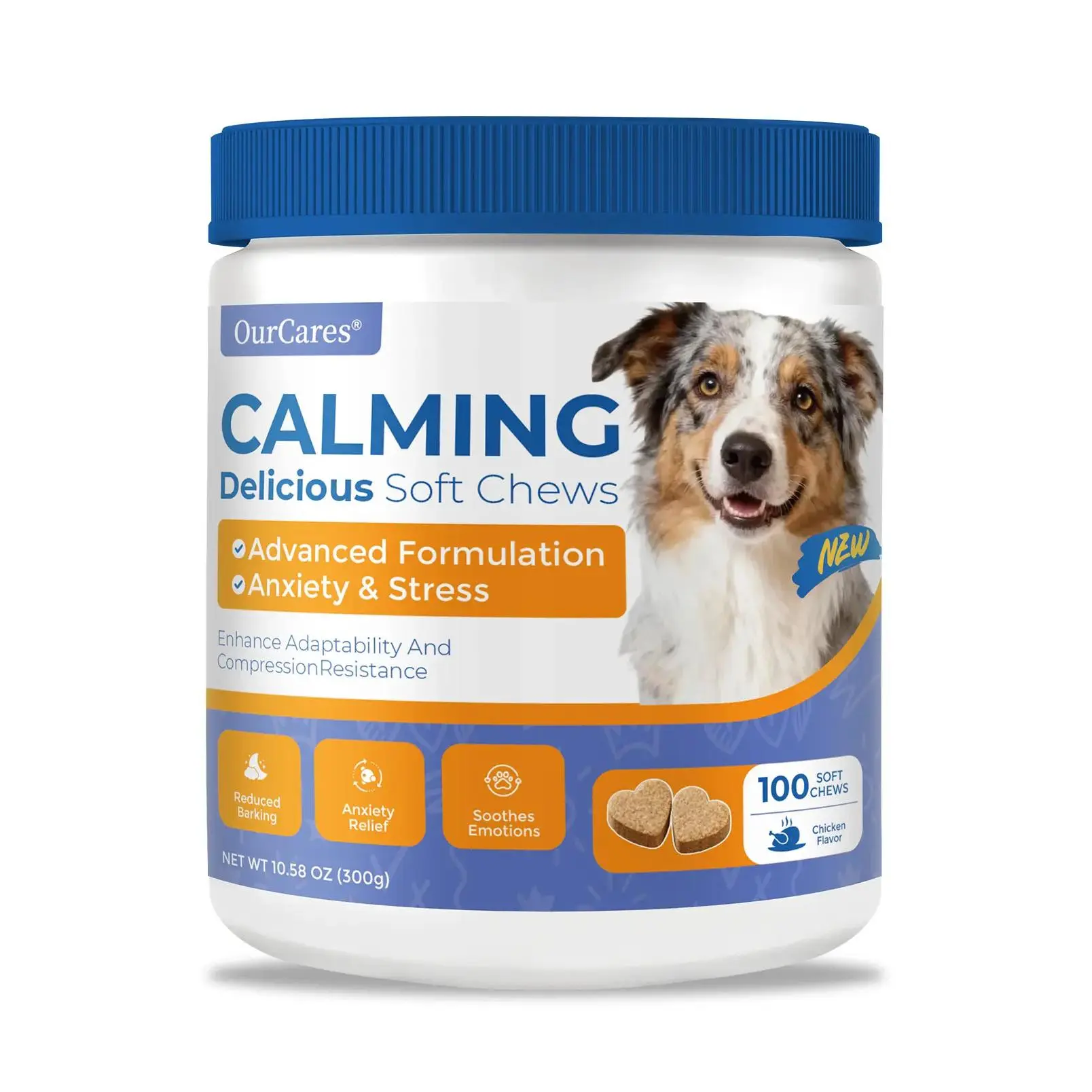 OURCARES Dog Calming Soft Chews - Vet-Reviewed Advanced Formulation Premium Ingredients, 100-Count Multi-Pack Stress Reliever for Anxiety Relief & Daily Emotional Support