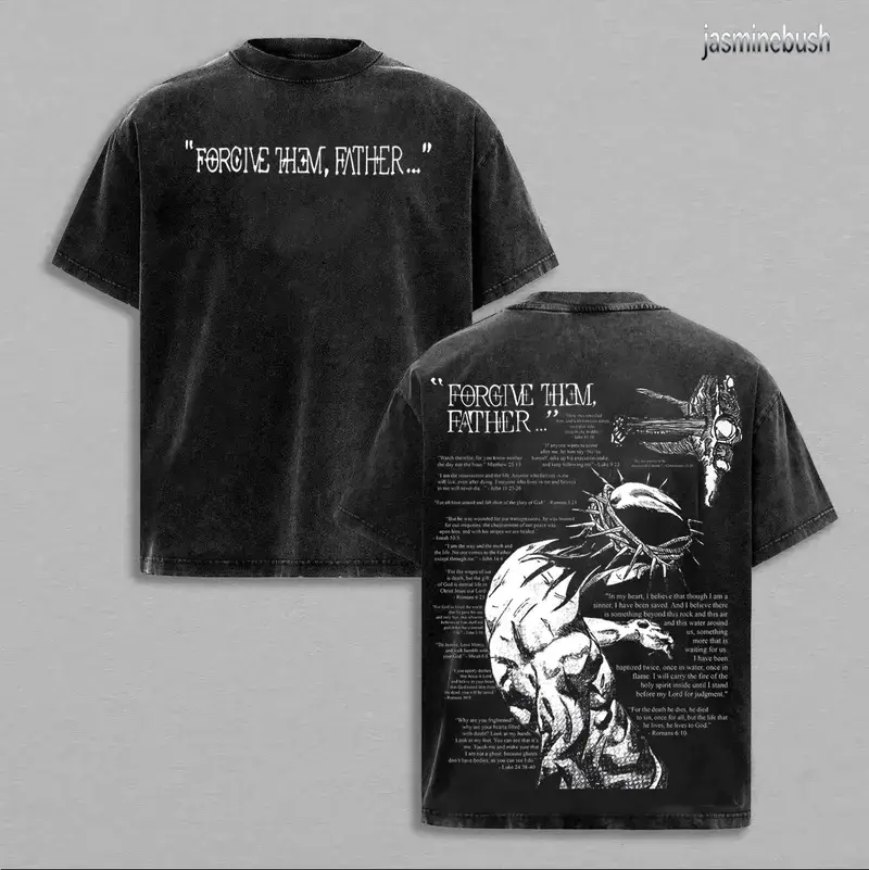 Men's Oversized Heavyweight Cotton Graphic T-Shirt - JJBA Jesus Print Streetwear, Round Neck Short-Sleeve, Breathable Soft Classic Gym Pump Cover, Apparel