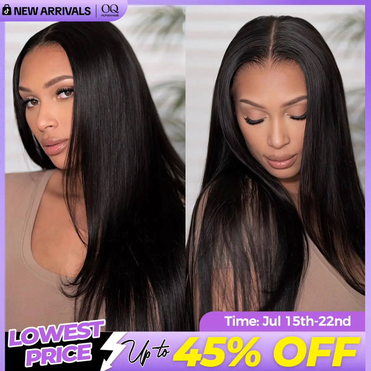 [Free Upgraded] OQ HAIR Wear And Go Glueless Wigs Pre Cut 7x5 HD Straight Lace Human Hair Wigs Pre Bleached Tiny Knots Beginner Friendly #DealsForYouDays
