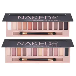 2 Pack 12 Colors Makeup Nude Colors Eyeshadow Palette Natural, Shimmer Glitter Pigment