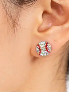 Sporty All Season Wear Ear Decor Elegant Simple Sparkling Acrylic Material Ball Sports Theme Stud Earrings Rugby Baseball Football Softball Volleyball Pins