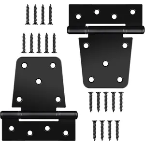 3.5 Inch Heavy Duty Gate Hinges 2 Pack Black Iron Extra Thick T Door Hinges Gate Hardware Kit with Screws Included for Indoor Outdoor Shed Wooden Vinyl Fences Barn Door Garage