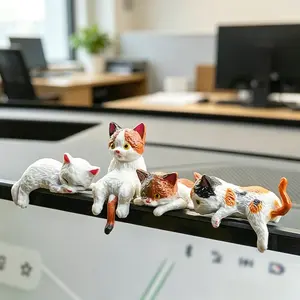 Cute Cat Monitor Decor Figurines | Monitor/Laptop Decor, Car Dashboard Accents, Desk Shelf Figurines, Mini Fairy Garden Accessories, Photo Props for Desk Reels