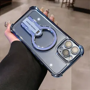 Anti-drop shell of magnetic folding rotating bracket for iphone16 Pro Max 15 14 13 iPhone case silicone soft shell TPU shockproof