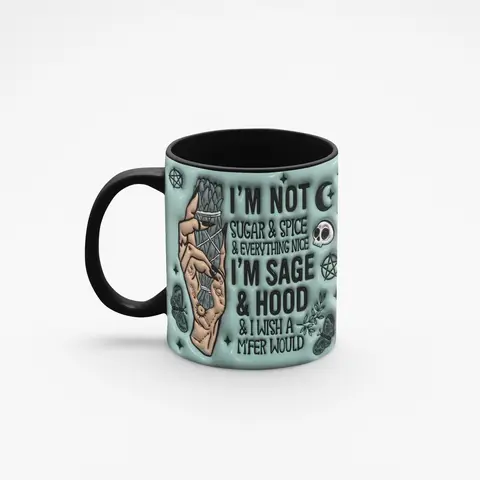 "Not Sugar & Spice" Funny Witchy Mug - Sarcastic Wicca Quote Coffee Cup - Dark Aesthetic Gothic Gift for Her, 11oz