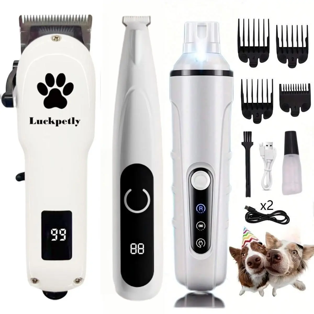 Pet Grooming Set, Grooming Trimming Tool, Includes Pet Hair Trimmer, Nail Grinder, Electric Paw Clipper, Suitable for Dogs & Cats, Poodle Grooming Kit, Low Noise Design