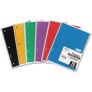 Mead Spiral Notebooks, 6 Pack, 1 Subject, College Ruled Paper, 7-1/2" X 10-1/2", 70 Sheets per Notebook, Color Will Vary (73065) ACCO Brands