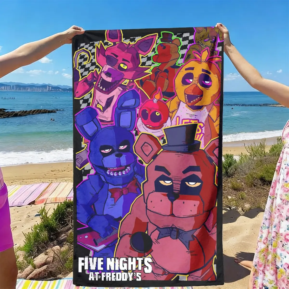 Toy Bear Five Nights at Freddy's Beach Towel, Quick-Dry Ultra-Soft Polyester Fiber, Multi-Purpose Yoga Travel Swim Camping, Gift, Quick Drying Towel, Absorbent Towel, Swim Towels