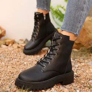 Women's Cozy Winter Ankle Boots - Solid Color, Side Zipper, Cover with Warm Lining & Non-Slip Sole