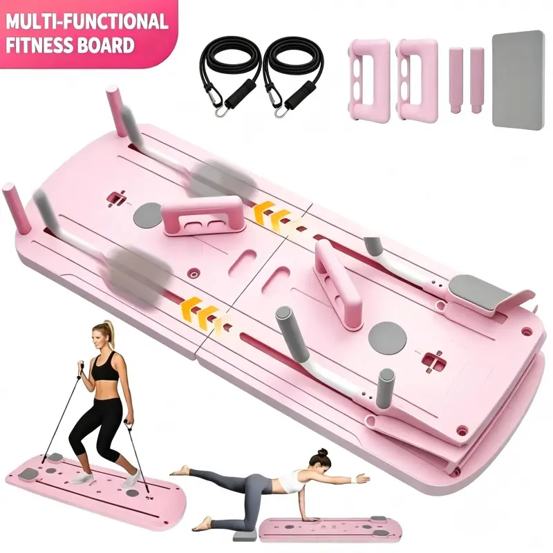 Foldable 8-in-1 Pilates Trainer & Ab Board, Durable and Compact Home Fitness Equipment for Full-Body Core Workouts, Abs