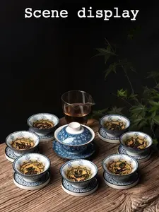 70ml Traditional Classic Blue & White Underglaze Porcelain Teacup - 12 Chinese Zodiac Rat Design for Gongfu Tea Ceremony