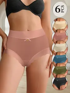 QUASTI 6-Pack Mid-Rise Women’s Ice Silk Briefs, Ultra-Soft Lightweight & Breathable, Full Coverage Comfort Ladies Briefs Underwear, Perfect for Everyday Womenswear, Mother’s Day & Valentine’s Day Gifts