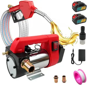 Maeklon 21V Fuel Transfer Pump Battery Powered, Cordless Fuel Transfer Pump Kit with 2 x 2.6Ah Batteries, Auto Shut-Off Nozzle, 2×6.6 FT Hose, 12 GPM Self-Priming Gas Pump Kit for Diesel Kerosene