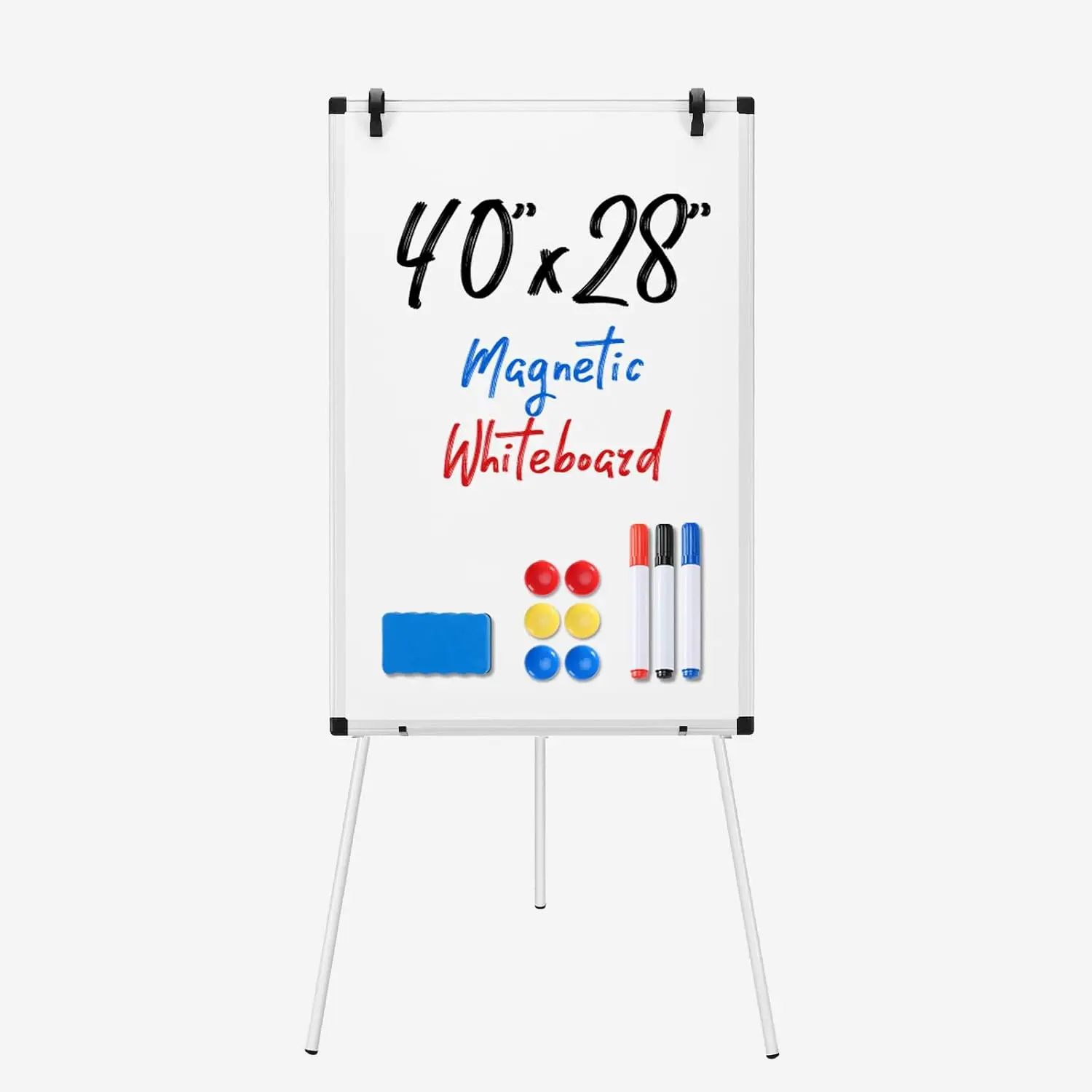 Magnetic Dry Erase Whiteboard Easel Stand, 40x28 Inch Height Adjustable Portable Aluminum Frame White Board for Home Office Classroom Teaching