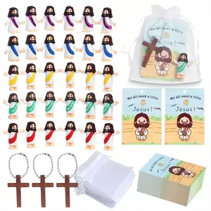 Diy Jesus Doll Set, 20/30pcs Jesus Doll with Cross & Prayer Card & Bag, Creative Religious Gift, Religious Home Decor, Christmas Easter Party Holiday Gift