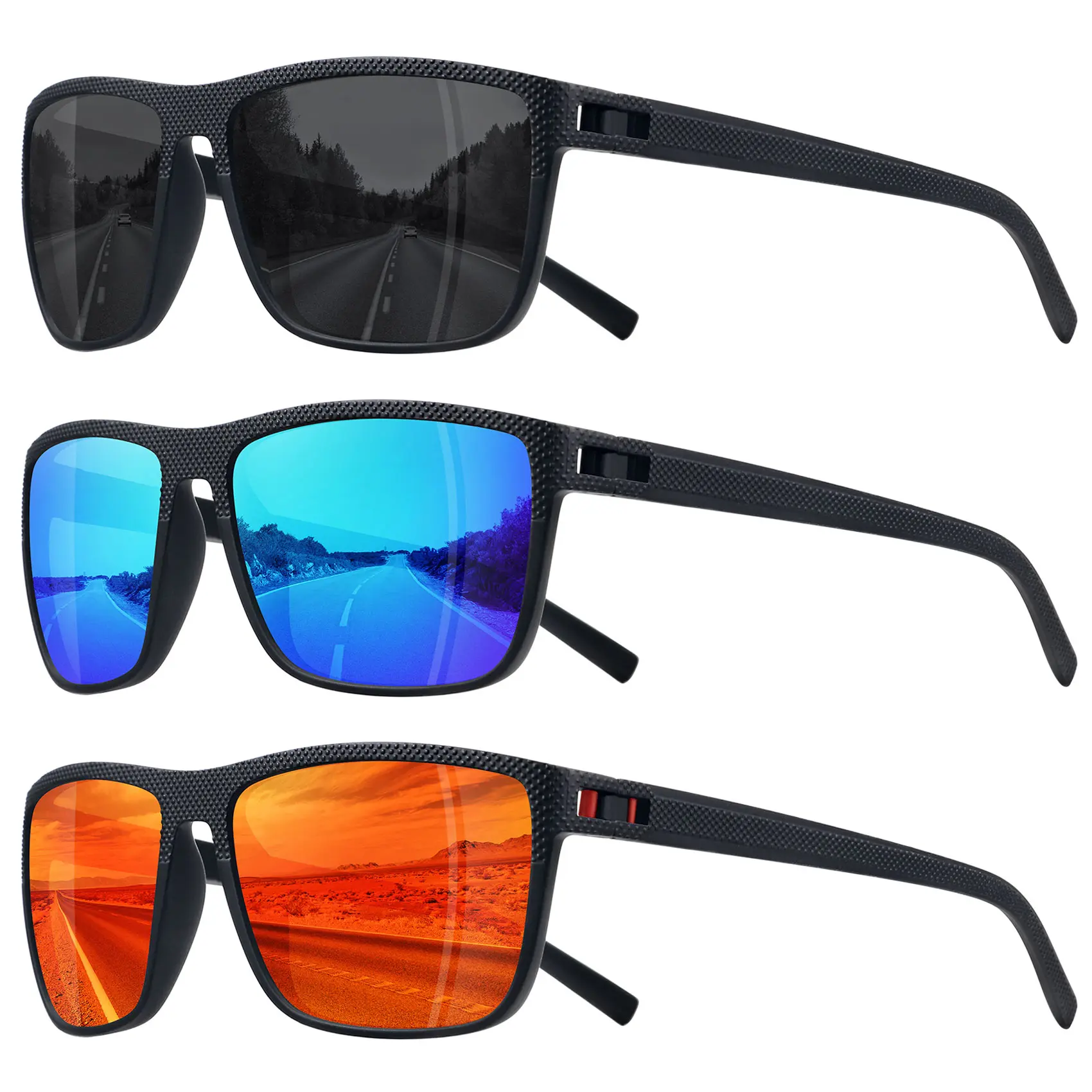 3-Pack Polarized Sports Sunglasses for Men and Women, Lightweight Polycarbonate Plastic Frame with Mirrored TAC Lenses, Anti-Glare UV400 Protection Goggles for Driving and Outdoor Activities, Sports Eyewear