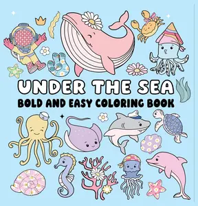 Under the Sea Bold Lines Coloring Book - Office Art Supplies for Unwinding, Ocean Life-Themed Creative Activity for Kids and Adults