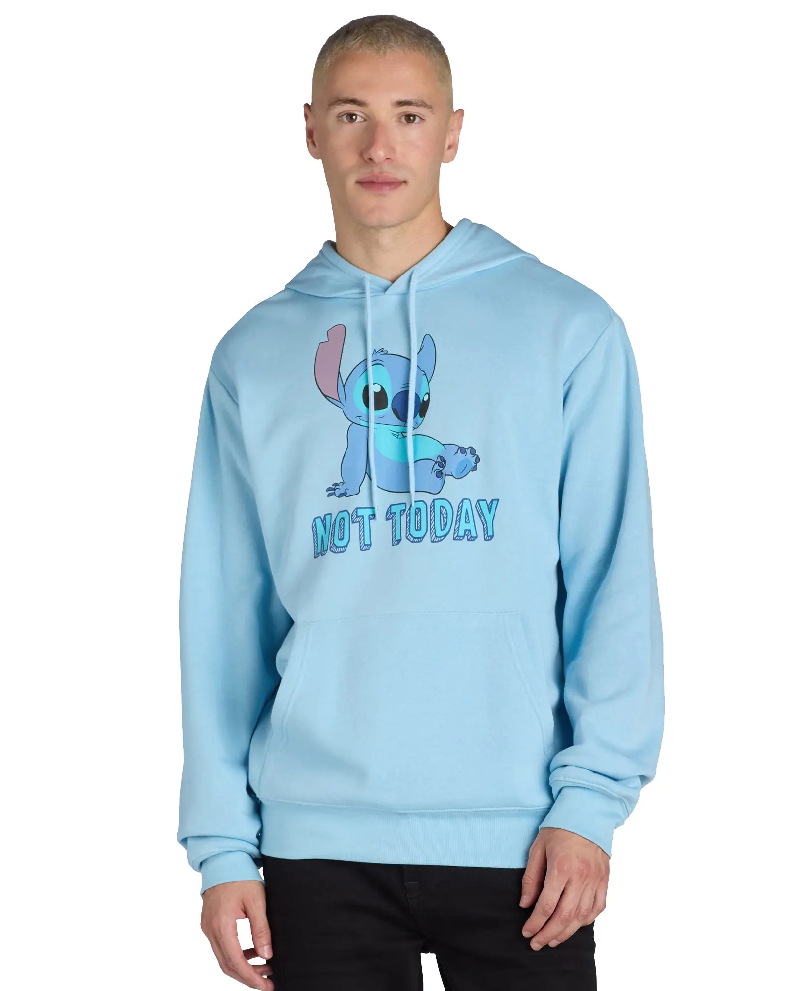 Disney Lilo & Stitch Hoodie Men's Not Today Lazy Pose Adult Pullover Sweatshirt