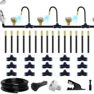 49.21Ft Drip Irrigation Kit Automatic Drip Irrigation System, 360 Bendable Garden Irrigation System, Garden Watering System Adjustable Bendable Nozzle Copper Sprayer System for Garden Yard