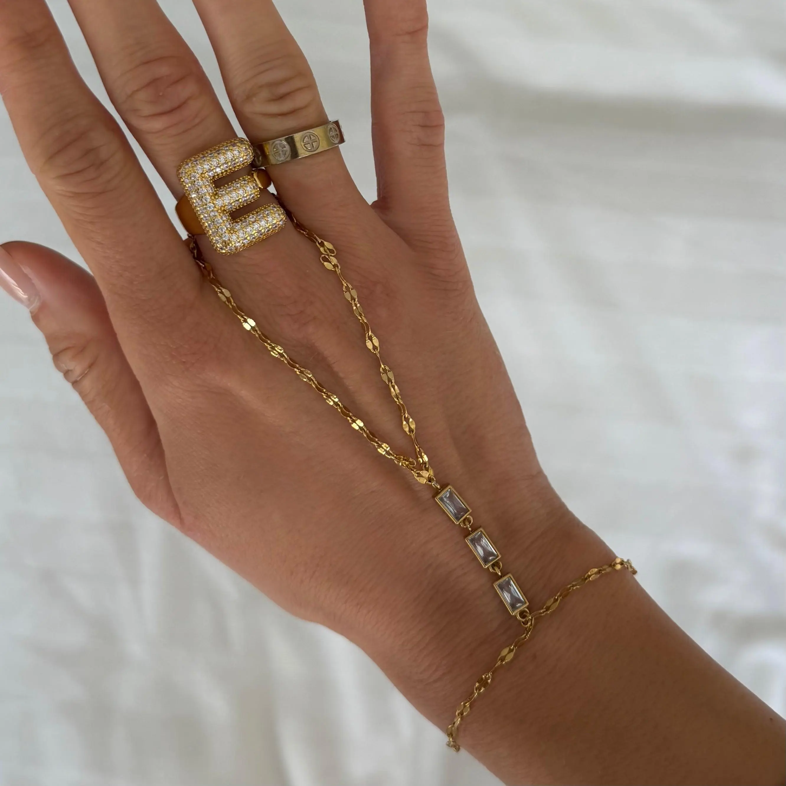 EVRY JEWELS Gold or Silver Plated Women's Golden Babe Hand Chain