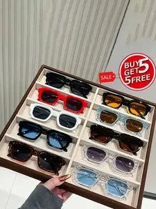 10 Pcs Elegant Fashion Small Frame Glasses Set, Unisex Multicolor Combo, Perfect for Daily Gifts and Street Photography