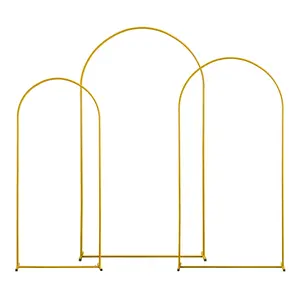 Metal Arch Backdrop Stand 7.2FT+6.6FT+6FT  Wedding Arch Backdrop Stand Set of 3 Gold Arch Backdrop Stand for Wedding Ceremony Baby Shower Birthday Graduation Father's Day Floral Balloon Decration