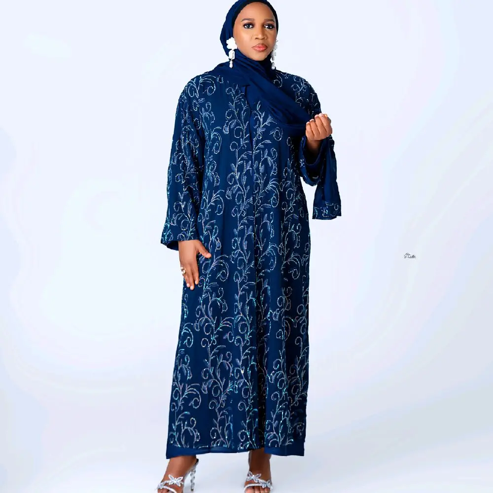Crystal Embroidered Chiffon 3pcs Abaya