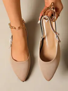 Women's Elegant Ankle Strap Shoes, Solid Color Design, Lightweight Pointed Toe, Comfortable Daily Wear, Stylish Footwear