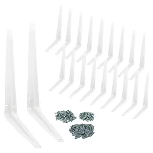 Nuk3y 10" x 12" L Shape Heavy Duty Shelf Bracket with Screws, 20 Pack