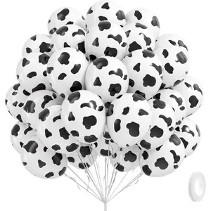 60pcs Cow Print Balloons, Latex Cow Balloons for Farm Cowboy Cowgirl Rodeo Western Baby Shower Birthday Party Decorations