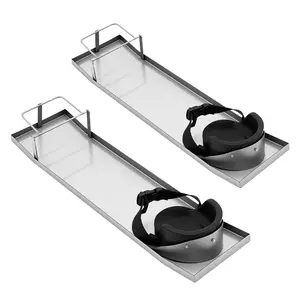 2-Pack 27.17 Inch 201 Stainless Steel Concrete Knee Board with Removable Knee Pads & Adjustable Straps, Curved Design for Concrete Finishing, Sliding & Leveling, for Construction Work, Flooring, Tiling