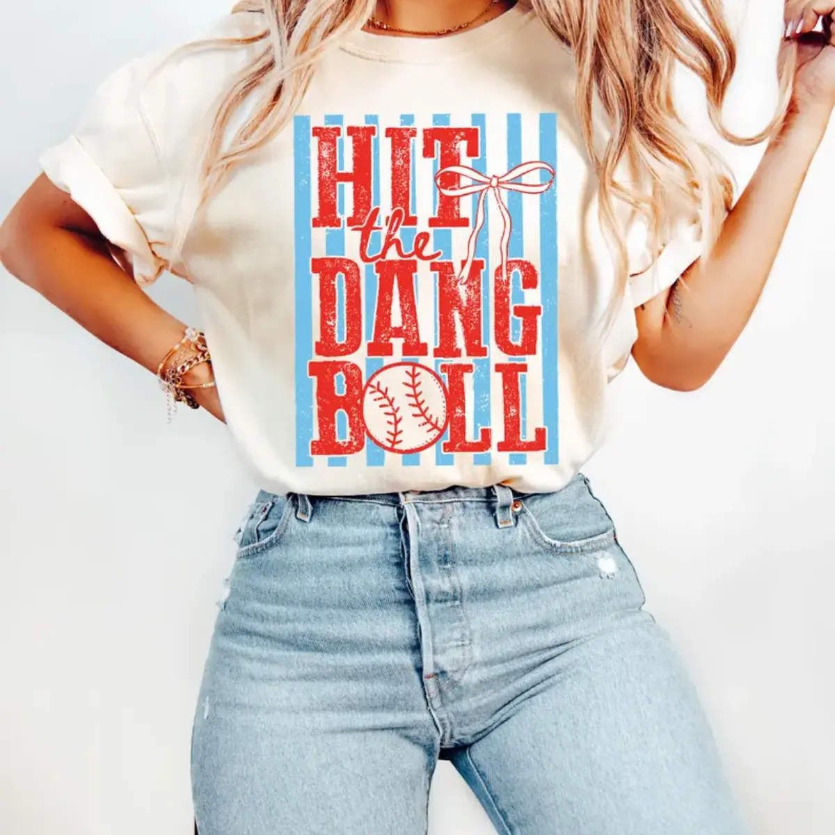 Hit The Dang Ball Baseball Unisex T-Shirt Trendy Retro Game Day Season Tee