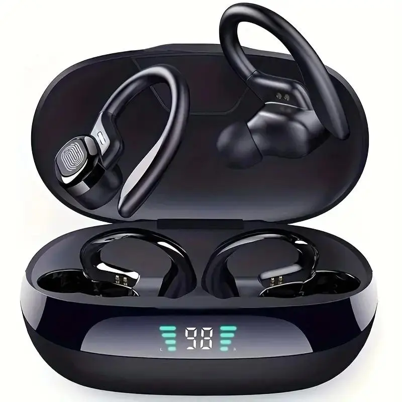 True Wireless In-Ear Noise Cancelling Earbuds with Digital-Display Charging Case, 9D Hi-Fi Stereo Waterproof Earphone for Sports and Gaming, Sports Earphones