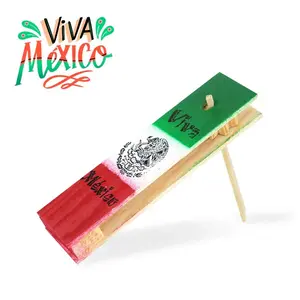 Matraca Chica Mexicana 7"x2"x1" Wood DIY Package Viva Mexico Design Red Green White Color Scheme